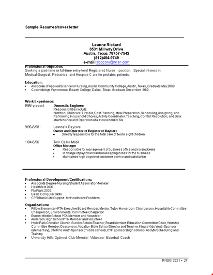 entry level cover letter for nurse sample word template template