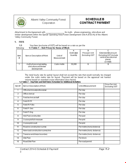 corporation schedule contract payment template template