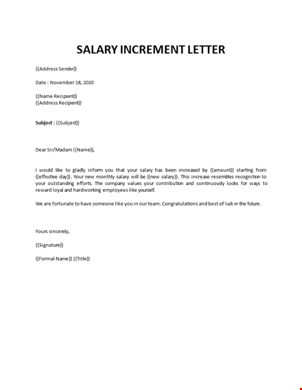 salary increment letter template