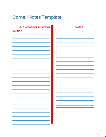 capture & organize notes efficiently with cornell notes template - words template