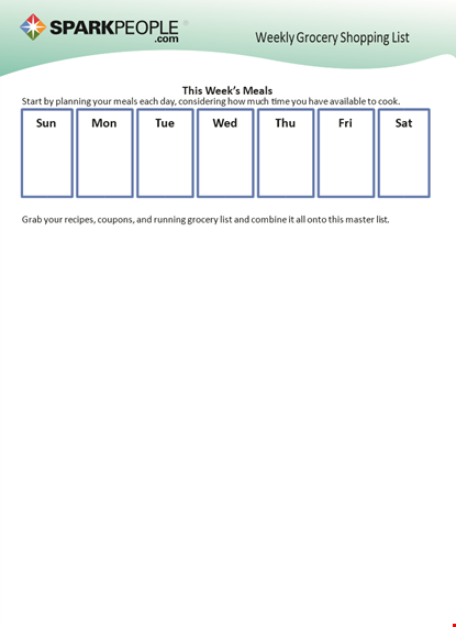 grocery shopping list printable template