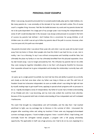 personal essay example template