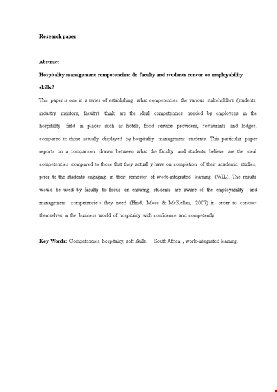 hospitality management abstract template