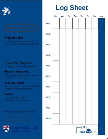 track your miles with our running log - princeton wellness template