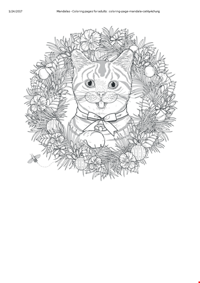 mandala cat coloring page template