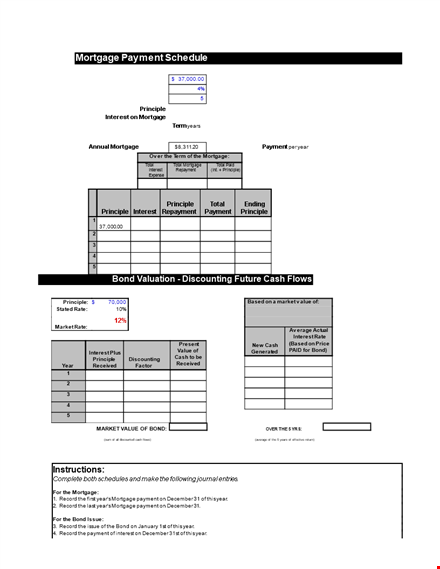 free mortgage payment schedule calculator | plan your payments and estimate interest template