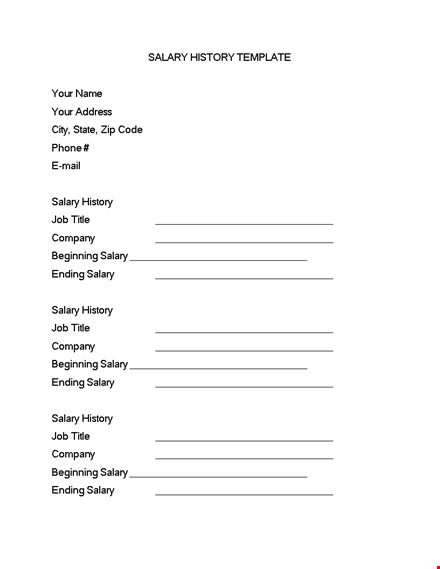 salary history template - manage and present your salary history with ease template