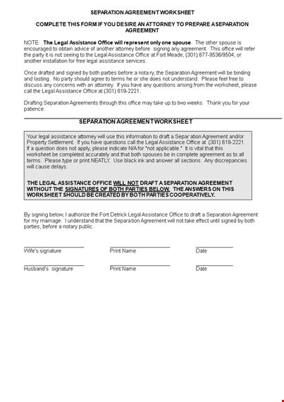 separation agreement template - protect your party with support and child agreements template