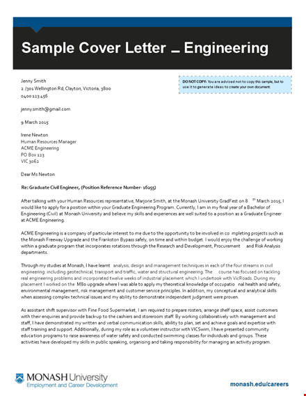 engineering job application cover letter template