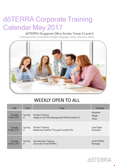 corporate training calendar template template