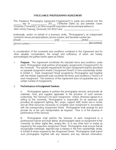photography freelance contract template: university agreement - photographer shall assignment template