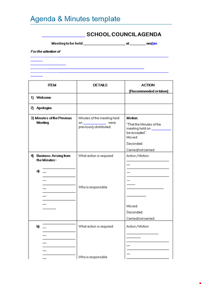 school council agenda template