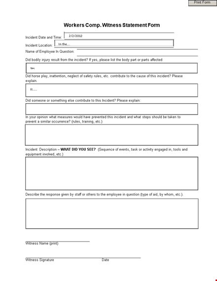 printable witness statement form for incident | simplify document creation template