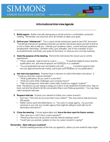 informational interview example template