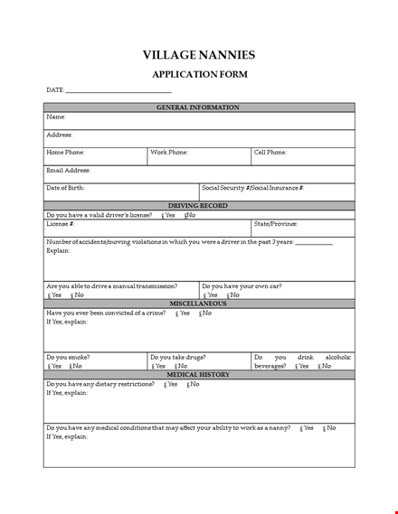 nanny agency application template template
