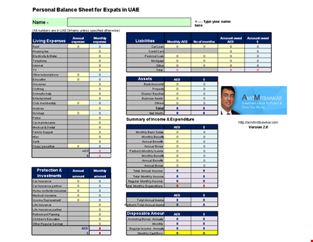 personal household balance sheet template