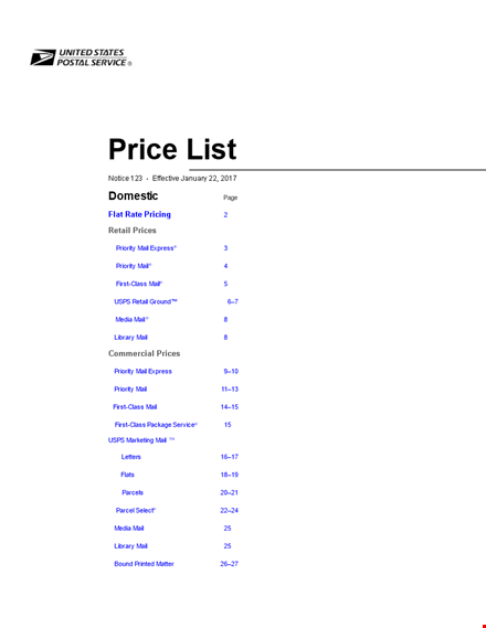 price list chart - compare prices and find the best deals template