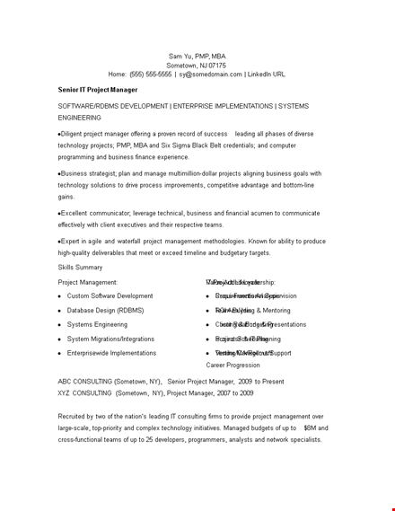 software development manager resume template