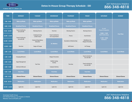 in house group therapy schedule: enhance your skills and enjoy group lunch template