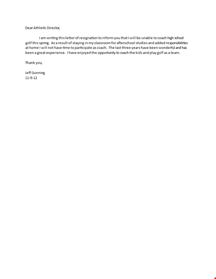 jeff gunning golf coach | resignation announcement template