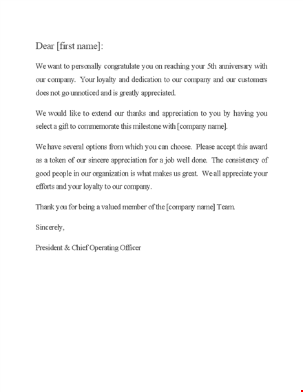 recognition letter for employee appreciation | company loyalty template