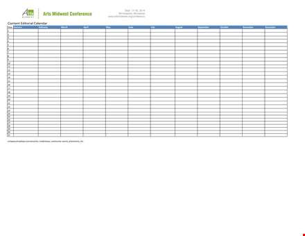 content editorial calendar sample template