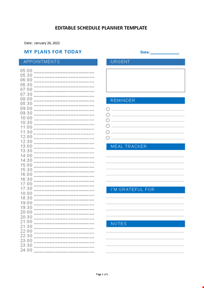 editable schedule planner template template