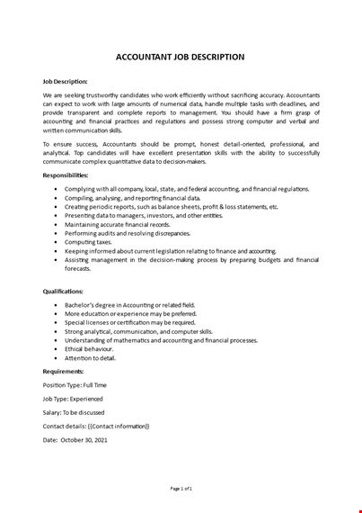 accountant job description template