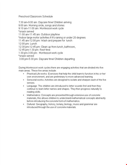 classroom schedule template template