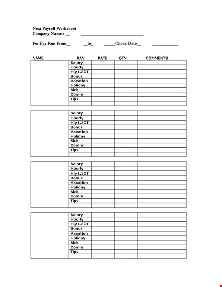 payroll template for salary, bonus, and hourly pay - download now template