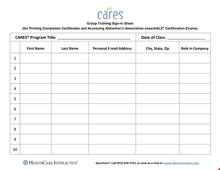 group training sign in sheet template