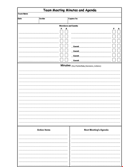 effective meeting agenda template for productive minutes | guest-friendly template