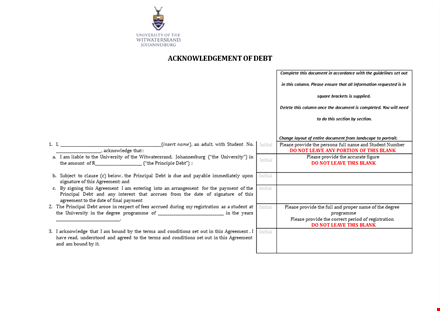 iou template - legal document for section with initial template