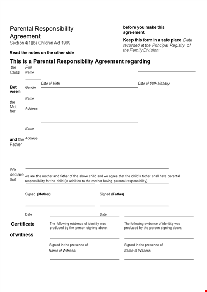 court-approved parenting responsibility agreement for co-parenting template