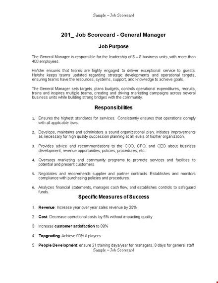 job scorecard template