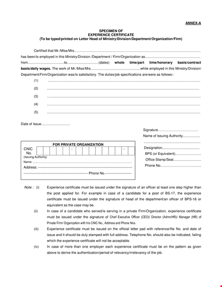 experience letter format template: create a professional certificate for your organization template