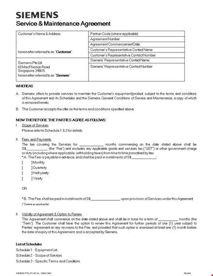 service agreement template - create a customized contract for your customers | siemens template