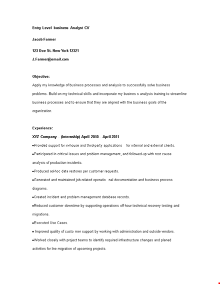 entry level cv template template