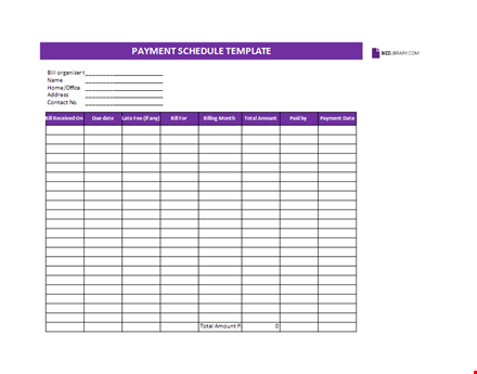 debt payment schedule template