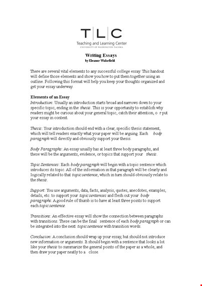 sample college essay outline template