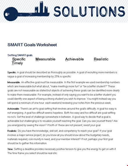 effective smart goals template for measurable results template