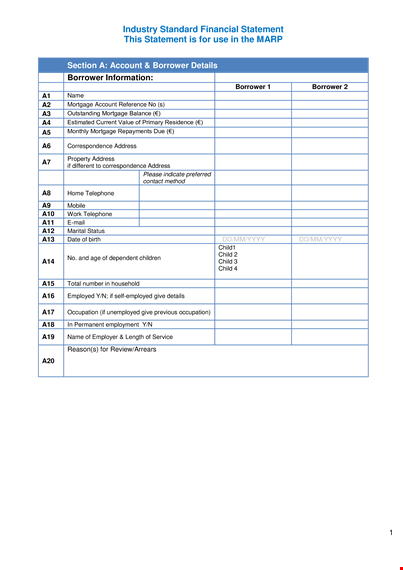 standard income statement template