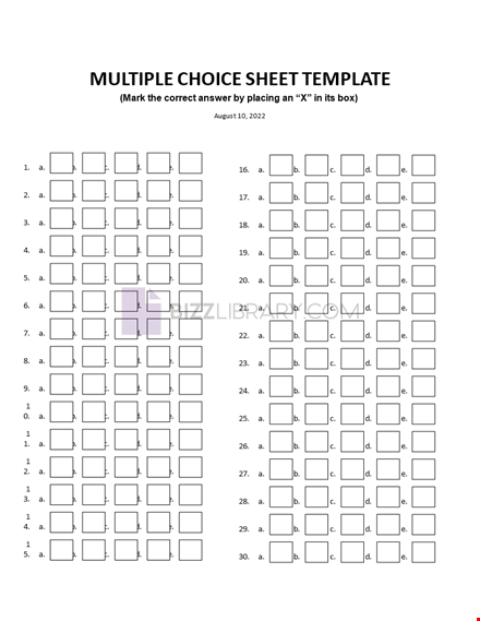 multiple choice answer sheet template template
