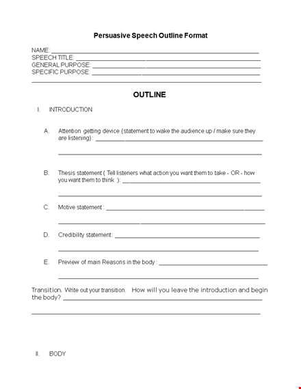 informative speech outline form template