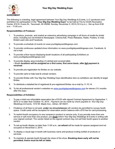 wedding vendor contract template template