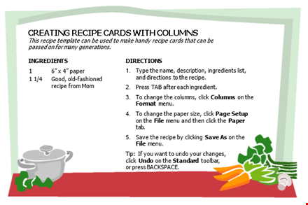customize your cookbook with columns & paper options - click here for recipe template template