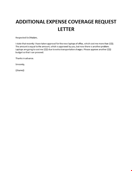 approval request additional expenses template