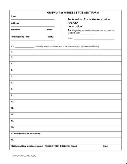 create a compelling witness statement form with our expertly designed template template