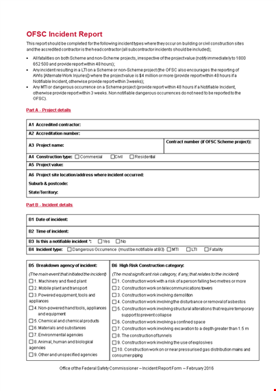construction incident report template - efficient & easy to use template