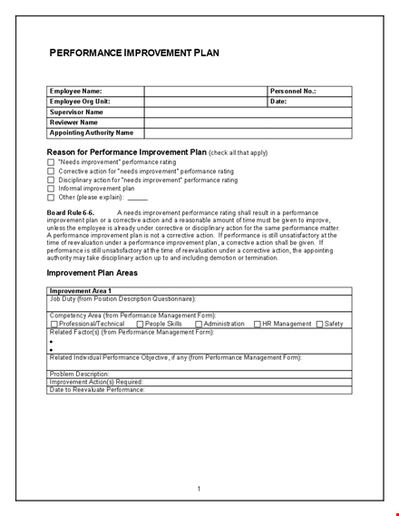 download performance improvement plan template - improve management and performance template